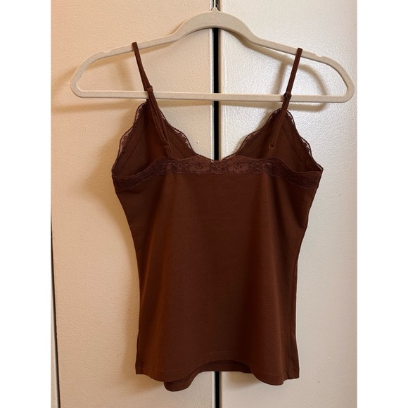 Lace Trim Cami Tank Top Chocolate Brown / Precious Earth NEW Small Old Navy. - Picture 3 of 7
